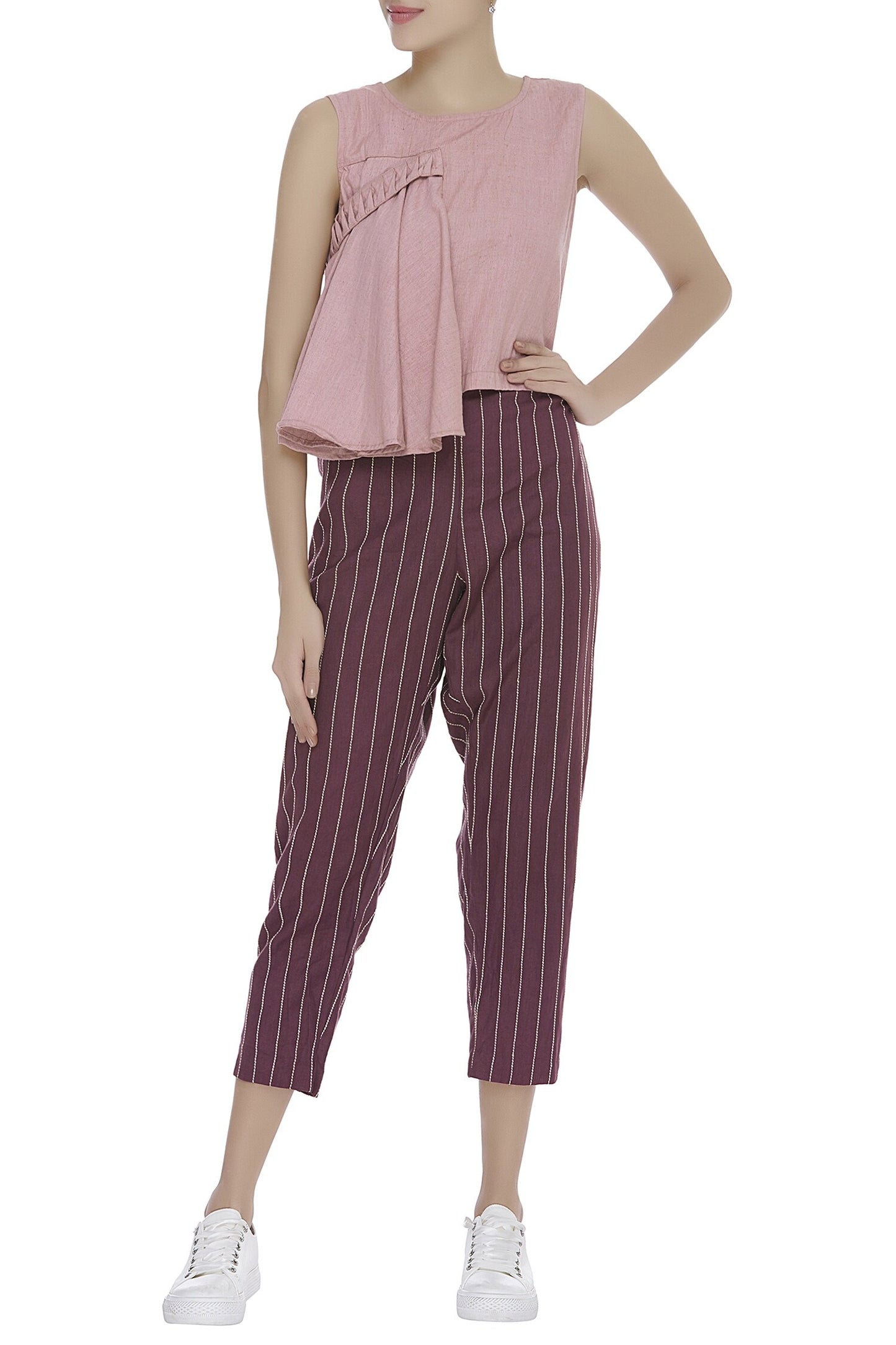 Stripes Ankle pants – Wine