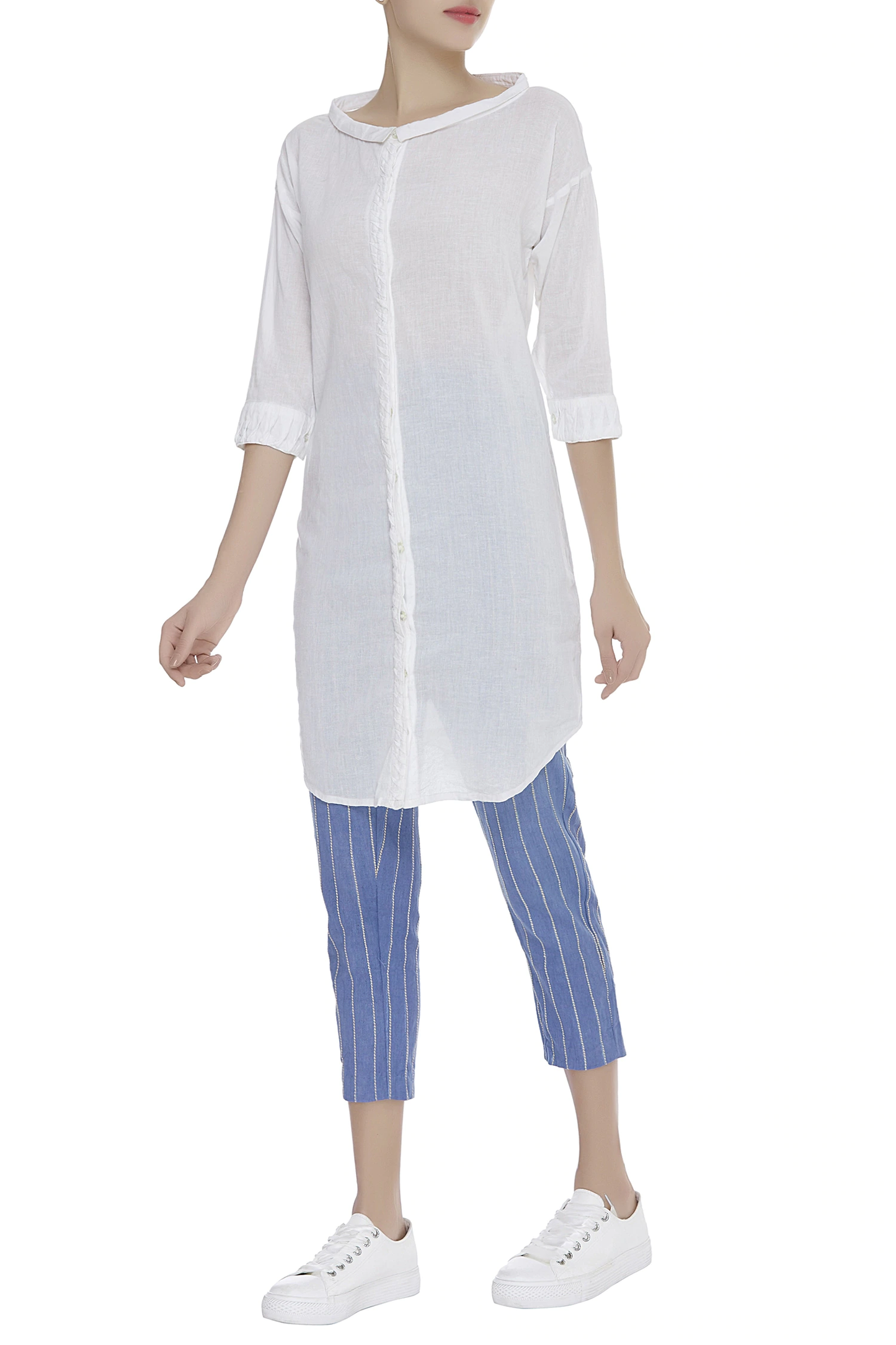 Stripes Ankle pants – Denim Blue