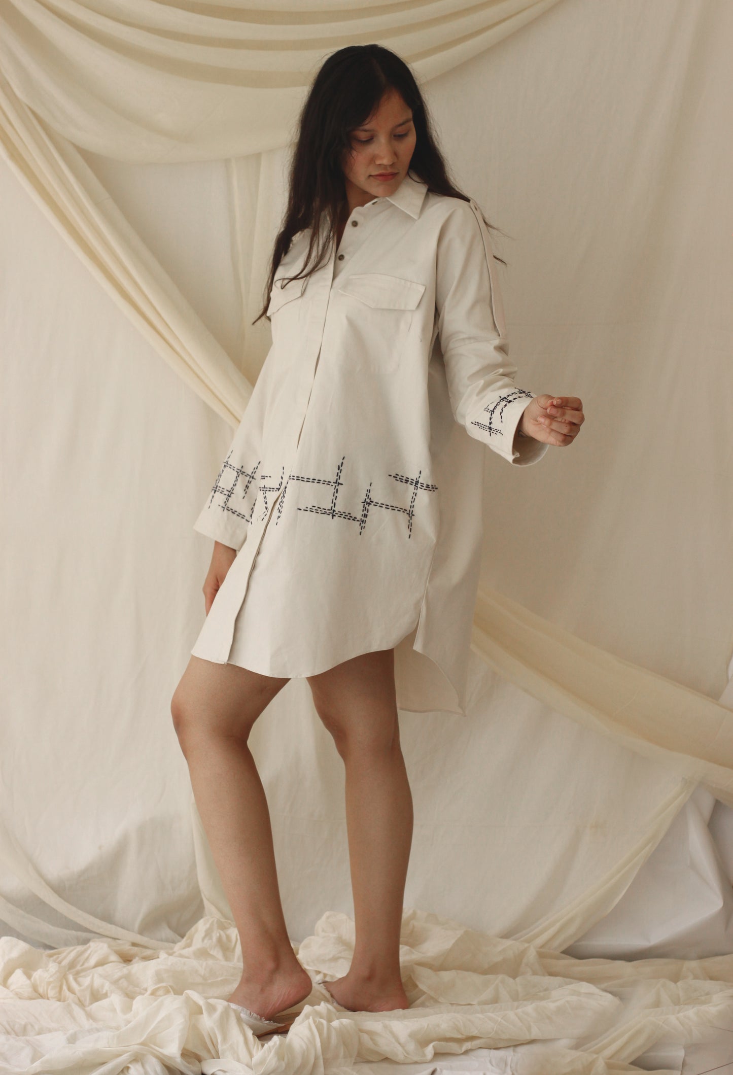 Terra Shirt Dress - Ecru