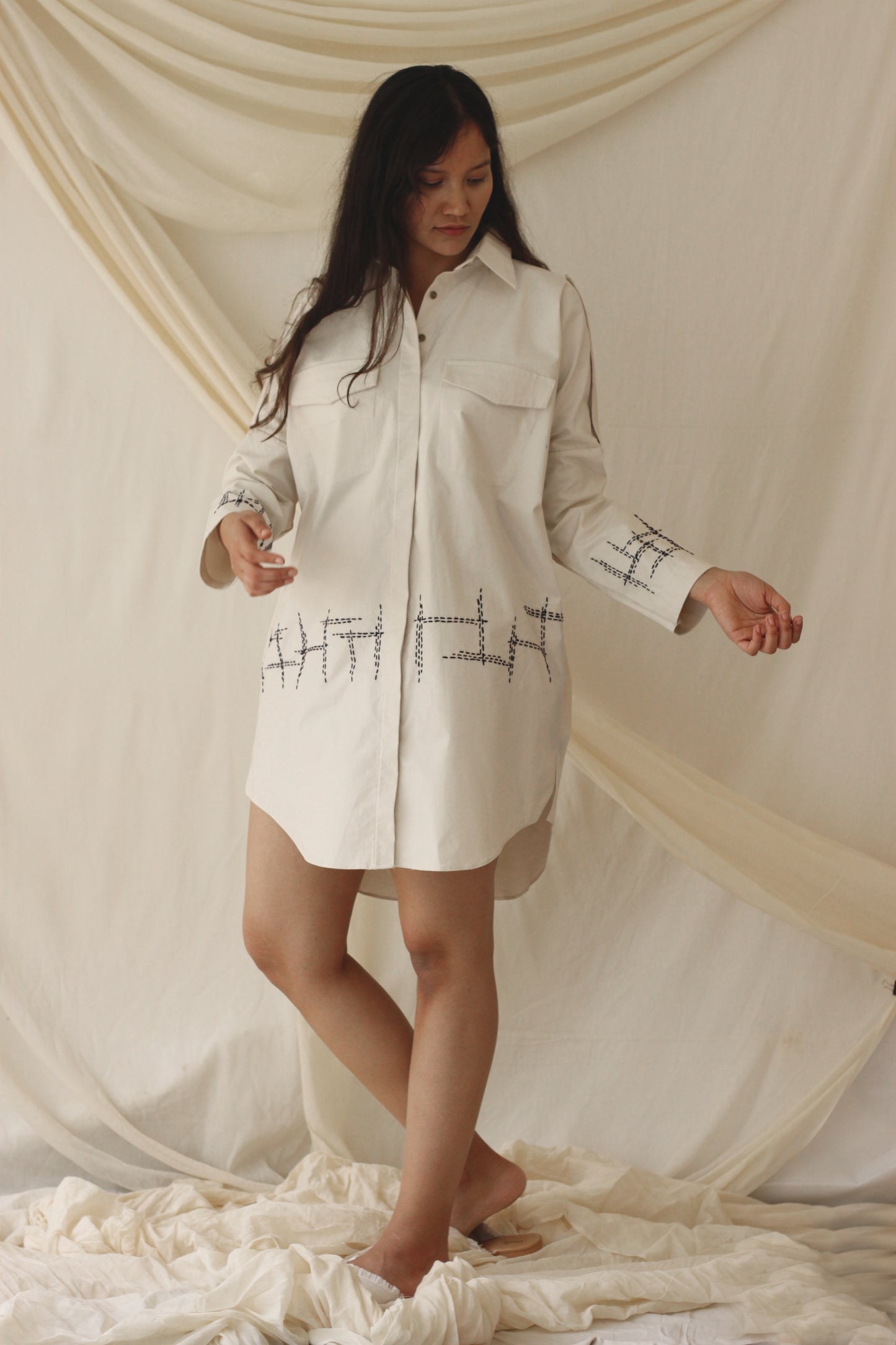 Terra Shirt Dress - Ecru