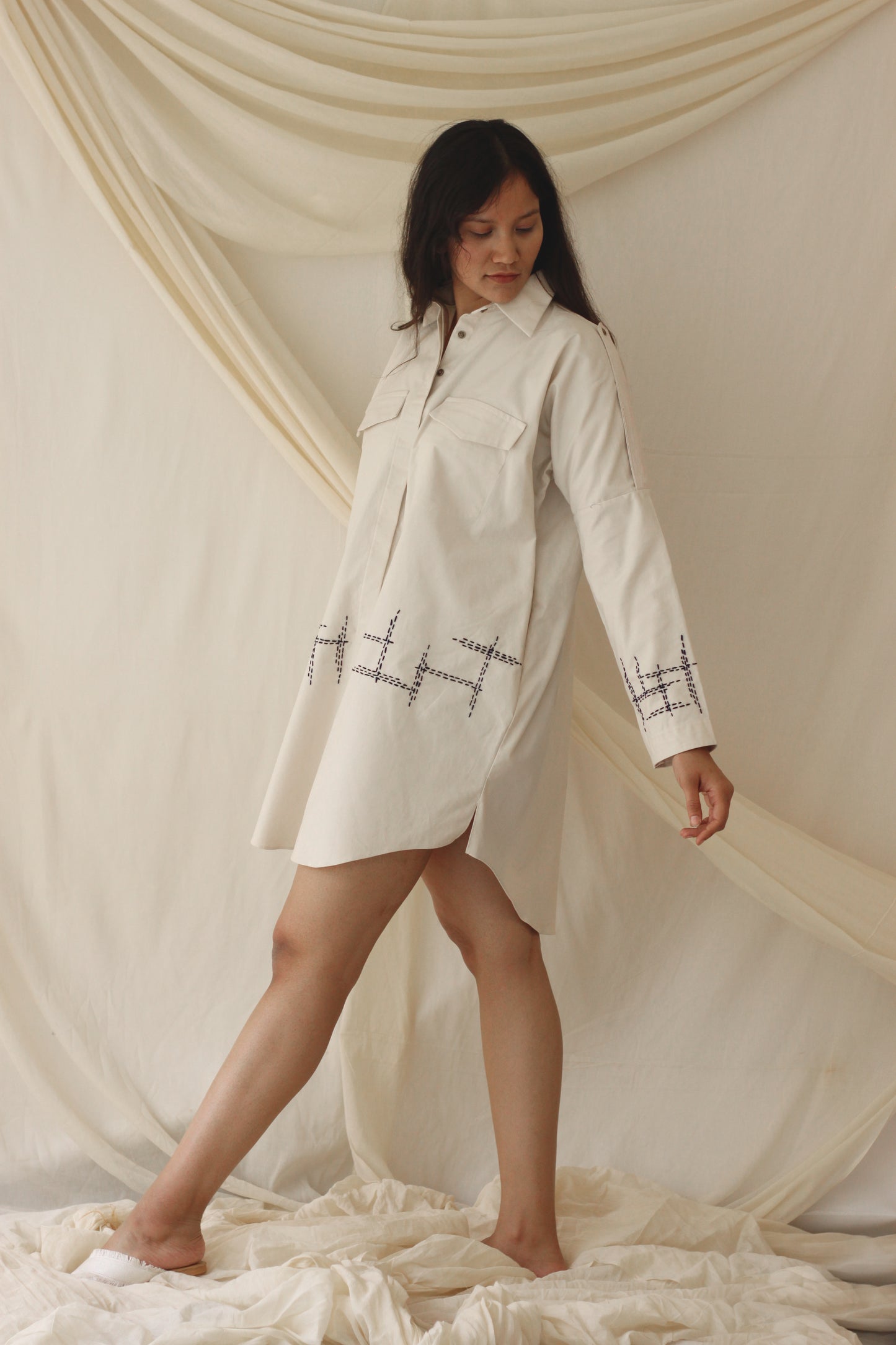 Terra Shirt Dress - Ecru