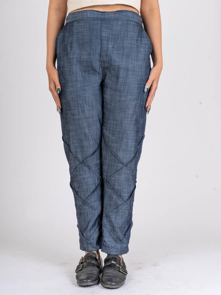 Narrow Denim Pleat Pants