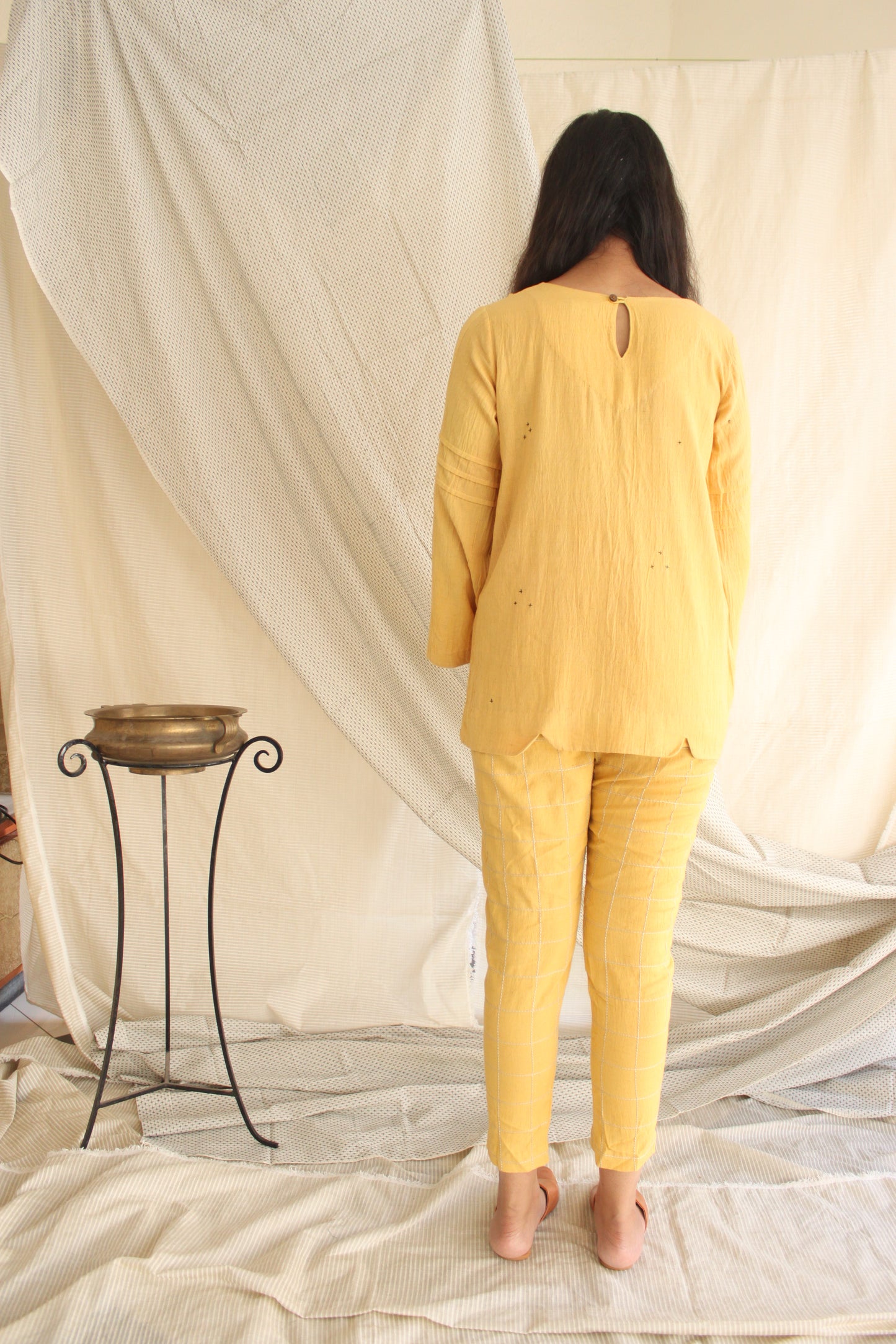 Pleat Pants - Yellow