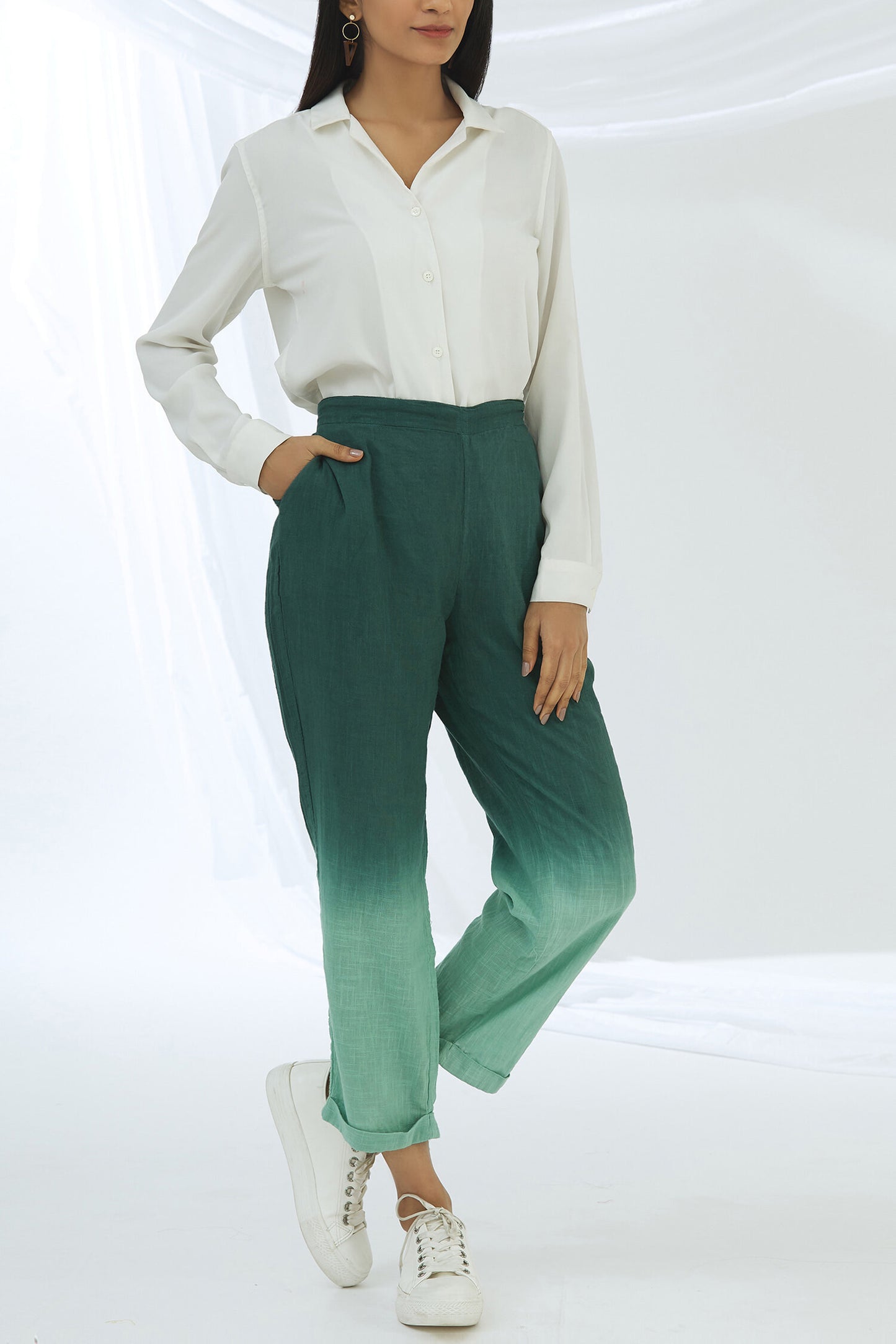 Ombre Straight Pants - Green